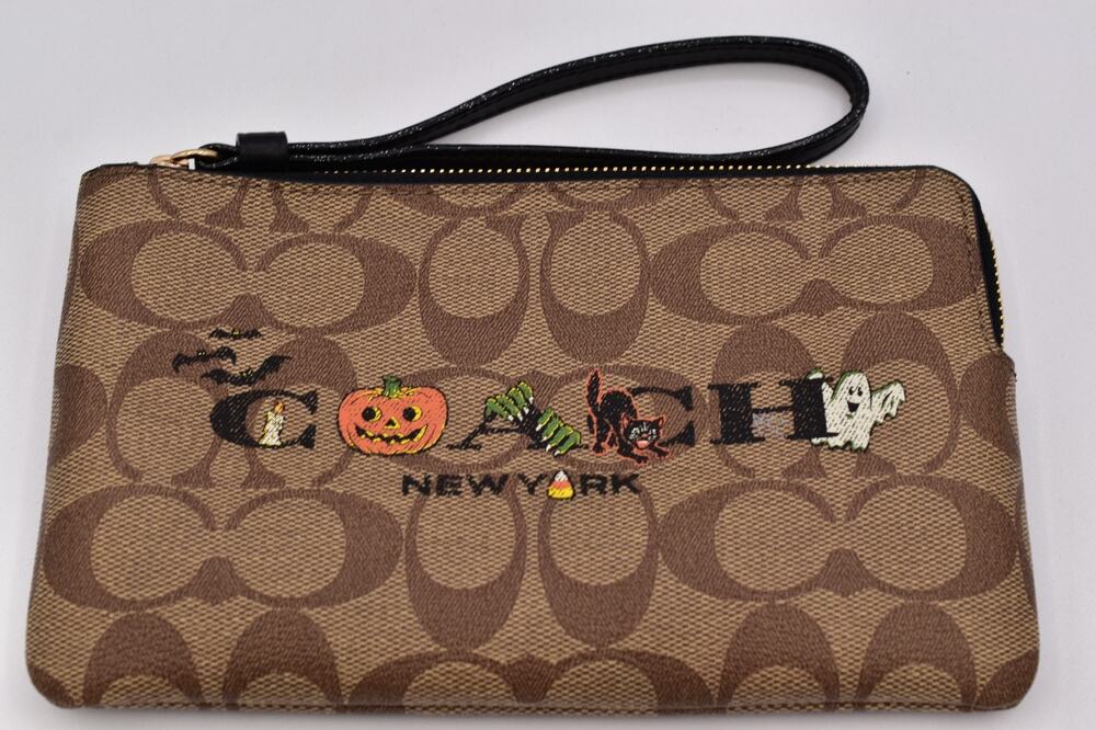 Coach HALLOWEEN Wristlet Bag Cards ID XL Phone Case Witch Bats Cat Pumpkin 2022